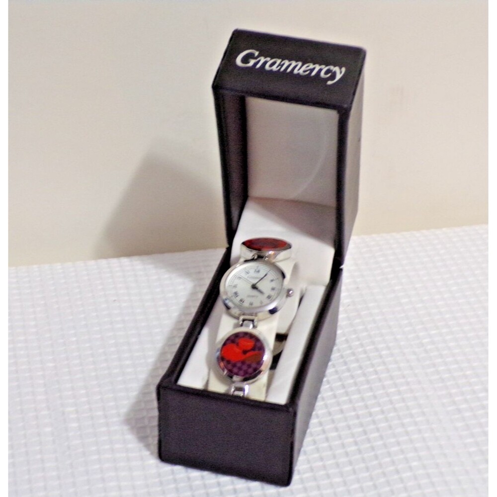 Gramercy Silver Stone Bracelet Women's Wrist Watch w/Adjustable Band Orig Box‎